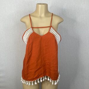Papaya Size Large Spaghetti Strap Rust Colored Fringe Tank. New With Tags!